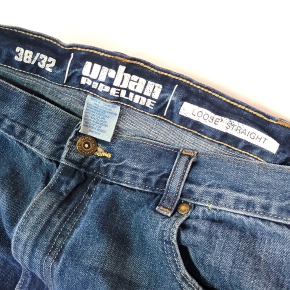 URBBAN PIPELINE ♡ Men's Denim Loose Straight Fit Blue Jean's 38|32 - Picture 11 of 16